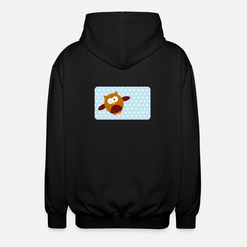 Lustige Eule mit Sternchen blau | personalisierbar - Unisex Kapuzenjacke - Schwarz