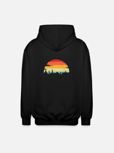 Vivid Sunset Skyline - Unisex Hooded Jacket - black