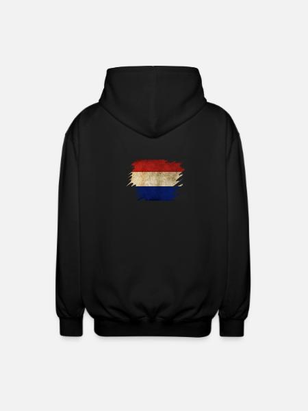 Grunge Holländisches Flaggendesign - Unisex Kapuzenjacke - Schwarz