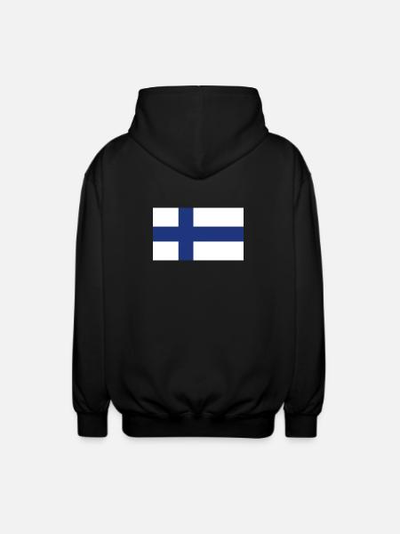 Finland National Flag - Unisex Hooded Jacket - black