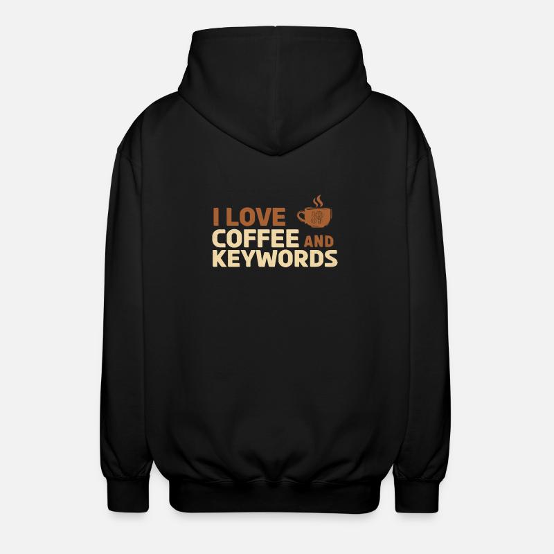 I love coffee and keywords - Unisex Hooded Jacket - black