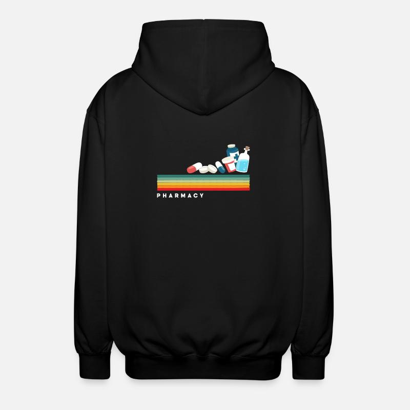 Retro pharmacist pharmacy technician - Unisex Hooded Jacket - black