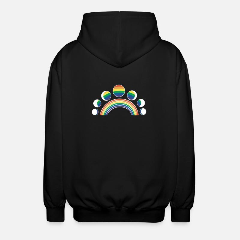 LGBT Moon Phases Moons Rainbows - Unisex Hooded Jacket - black