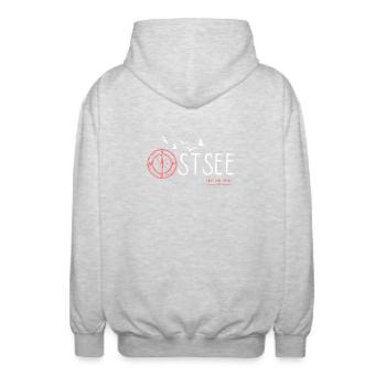 Ostseeküste - Meerliebe - Unisex Kapuzenjacke - Hellgrau meliert - Hinten - AI Model Male 185 light (185cm)