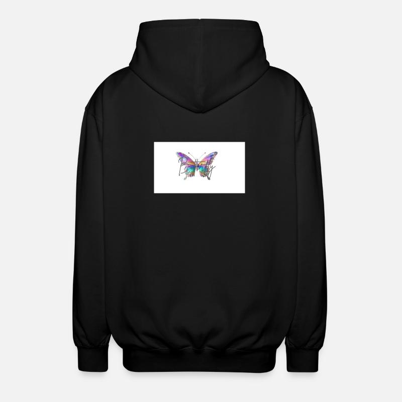 Bunter Schmetterling mit Wasserfarben-Effekt - Unisex Kapuzenjacke - Schwarz