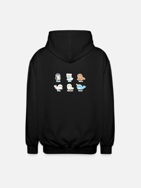 Kuschelige Arktis-Tierwelt - Unisex Kapuzenjacke - Schwarz