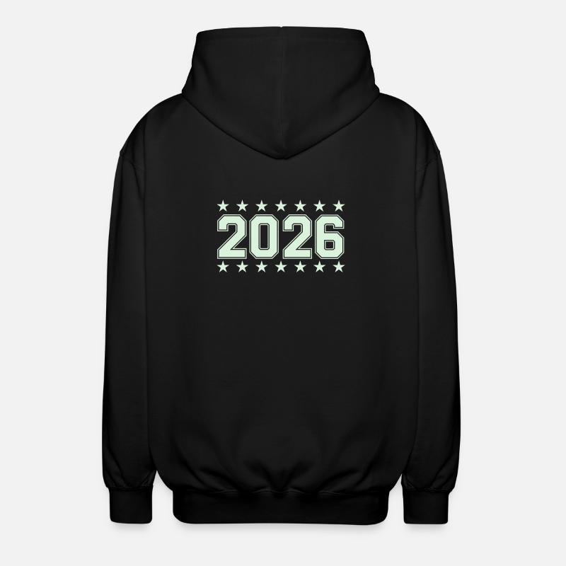 2026 Retro Blockschrift mit Sternen - Unisex Kapuzenjacke - Schwarz