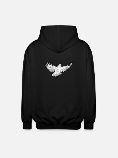 Greifvogel im Flug Silhouettenkunst - Unisex Kapuzenjacke - Schwarz