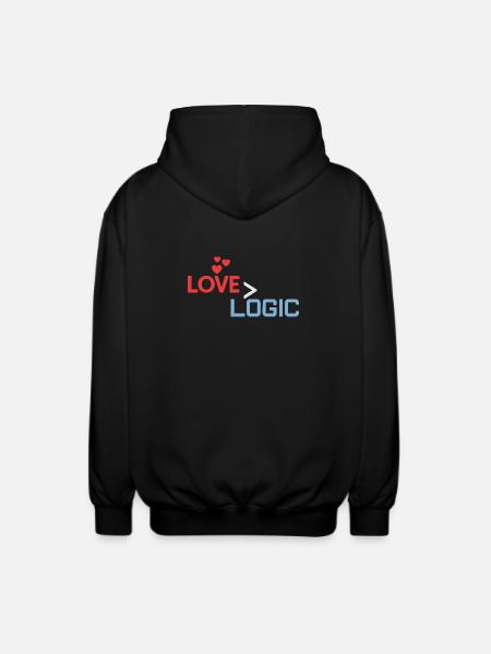Love Greater Than Logic Design - Unisex Hooded Jacket - black