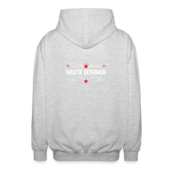 Métier de graphiste - Veste à capuche unisexe - gris clair chiné - Dos - AI Model Male 185 light (185cm)