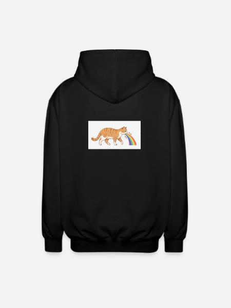 Katzenspuckender Regenbogen - Unisex Kapuzenjacke - Schwarz
