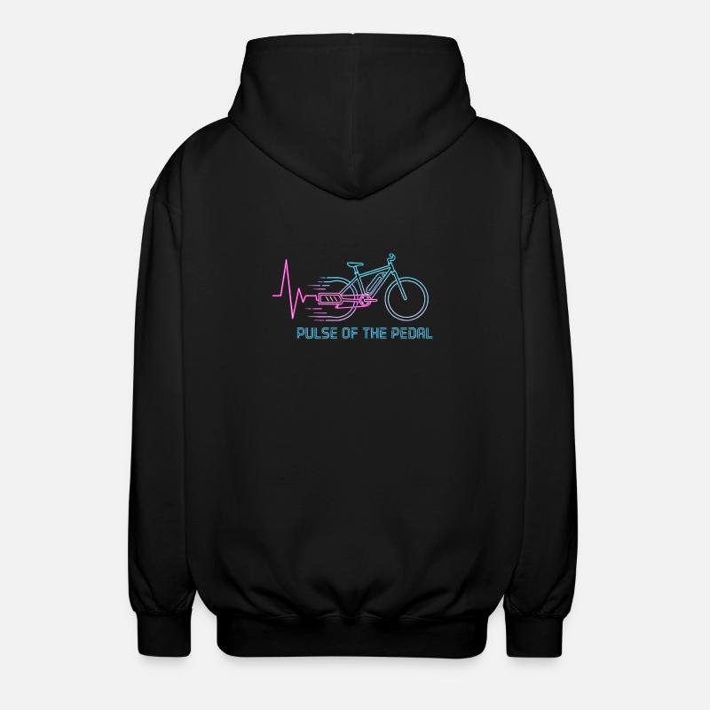 Neon Pulse Bicycle Graphic - Unisex Hooded Jacket - black