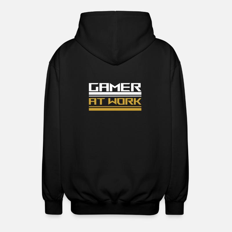 Gamer at work white - Unisex Kapuzenjacke - Schwarz