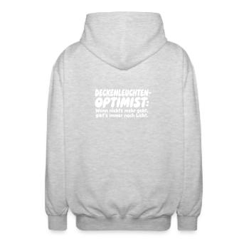 Deckenleuchten-Optimist - Unisex Kapuzenjacke - Hellgrau meliert - Hinten - AI Model Male 185 light (185cm)