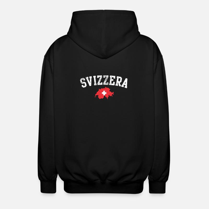 Swiss Map Emblem Crest - Unisex Hooded Jacket - black