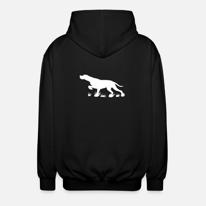 Pointer protruding (white) - Unisex Hooded Jacket - black