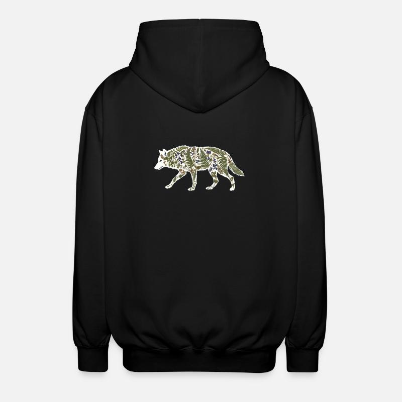 wolf-botanical - Unisex Kapuzenjacke - Schwarz