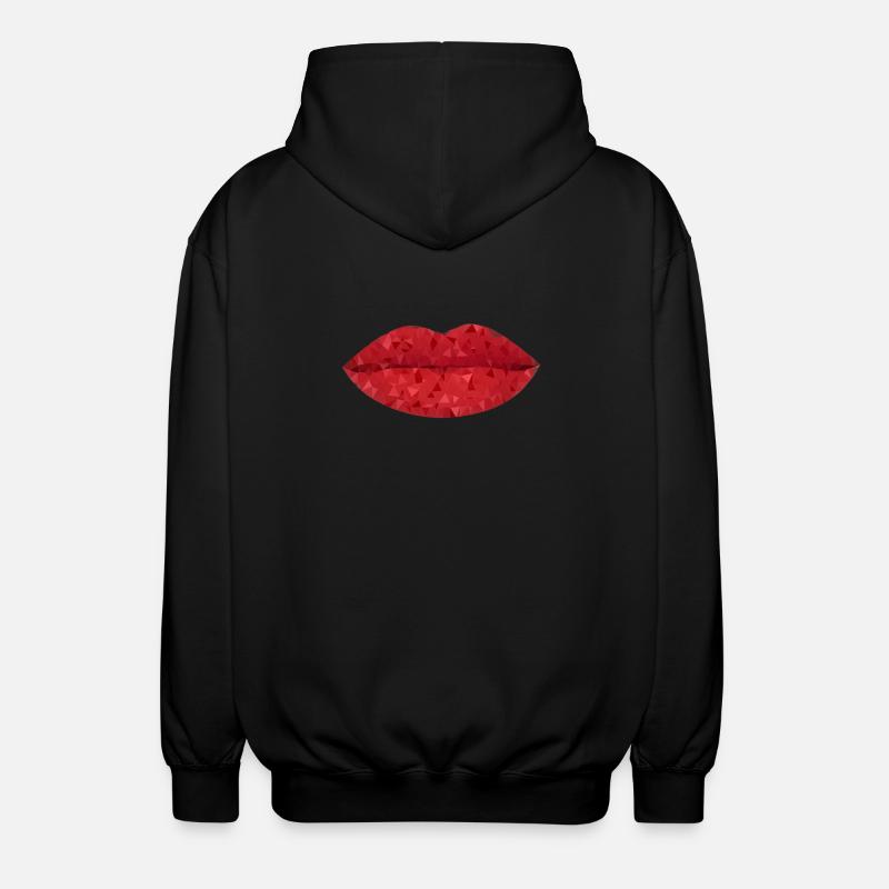 Intense Red Geometric Lips - Unisex Hooded Jacket - black