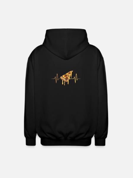 Pizza Pulse Heartbeat - Unisex Hooded Jacket - black