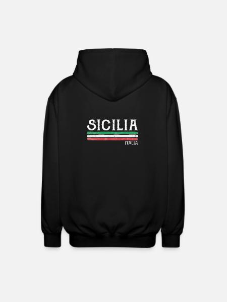 Sicilia Italia Distressed Flag - Unisex Hooded Jacket - black