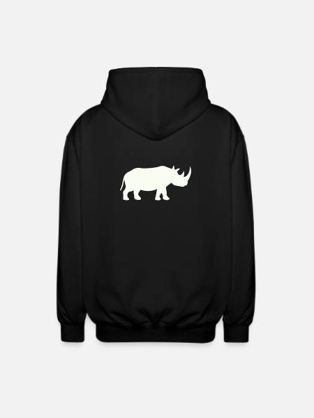 Rhino Silhouette Powerful Minimal - Unisex Hooded Jacket - black