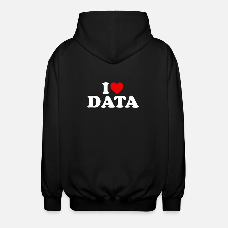 Ich liebe Daten – Herz - Unisex Kapuzenjacke - Schwarz