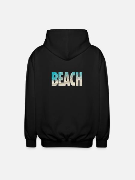 Tropical BEACH Ocean Text Vibe - Unisex Hooded Jacket - black