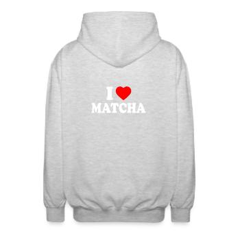 J’adore le Matcha - Veste à capuche unisexe - gris clair chiné - Dos - AI Model Male 185 light (185cm)