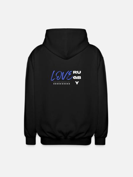 Love rugby blue - Unisex Hooded Jacket - black