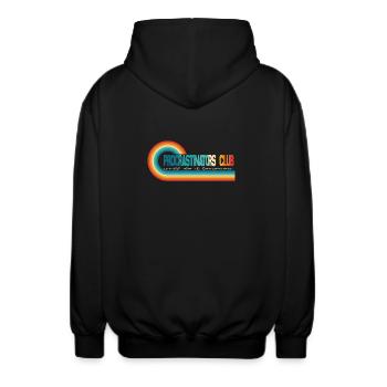Prokrastinierer-Club, wir machen es morgen - Unisex Kapuzenjacke - Schwarz - Hinten - AI Model Male 185 light (185cm)