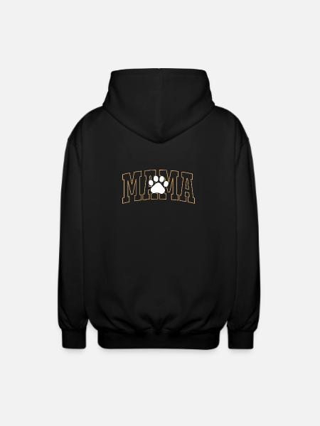 Mom with paw print - Unisex Hooded Jacket - black
