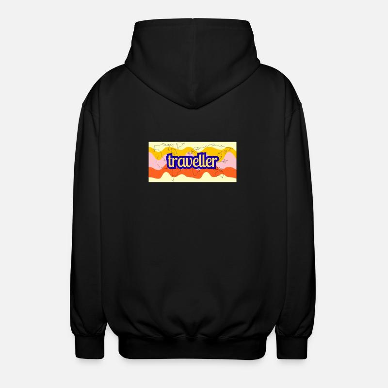Traveller World Map Ribbon - Unisex Hooded Jacket - black