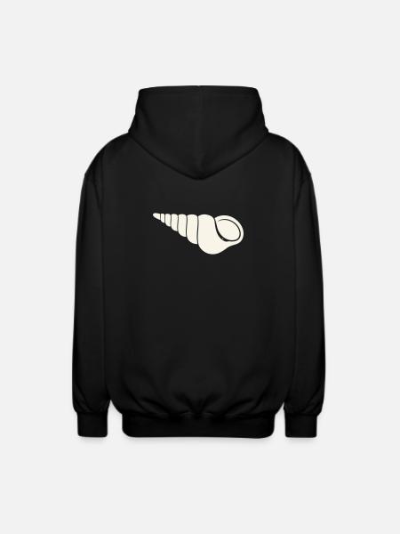 Coastal spiral shell sketch - Unisex Hooded Jacket - black
