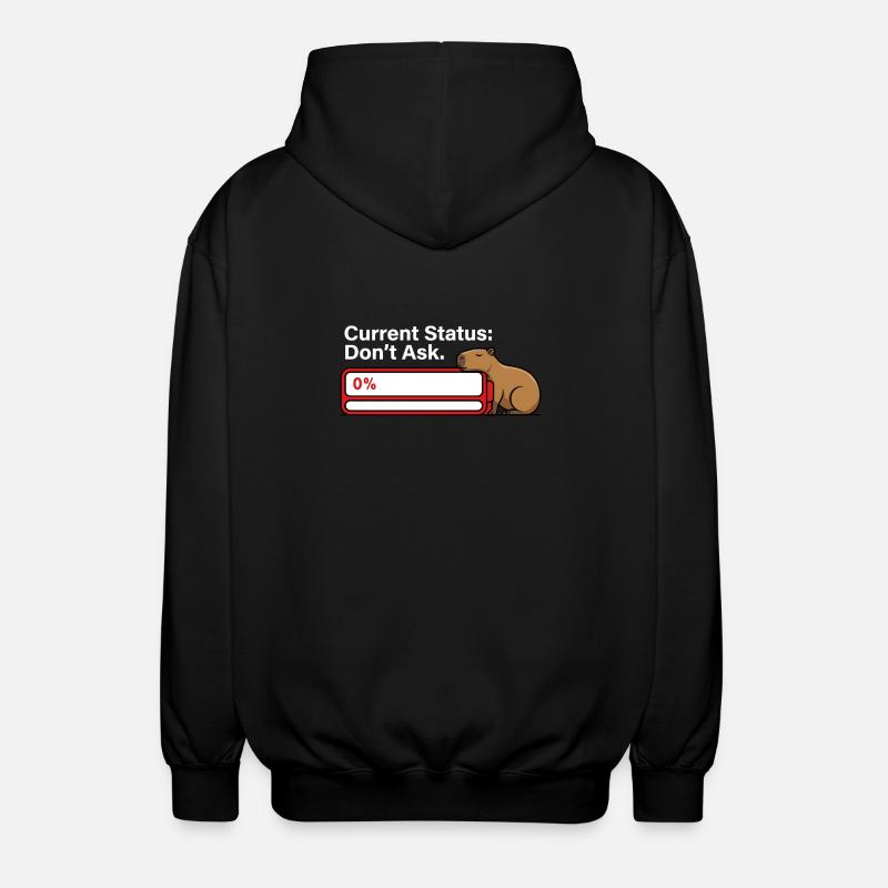 Capybara müde Batterie leerer Humor - Unisex Kapuzenjacke - Schwarz