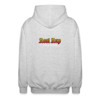 Real Rap - Unisex Kapuzenjacke - Hellgrau meliert - Hinten - AI Model Male 185 light (185cm)