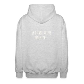 Funny saying - I have no quirks - Unisex Hooded Jacket - light heather grey - Back - AI Model Male 185 light (185cm)