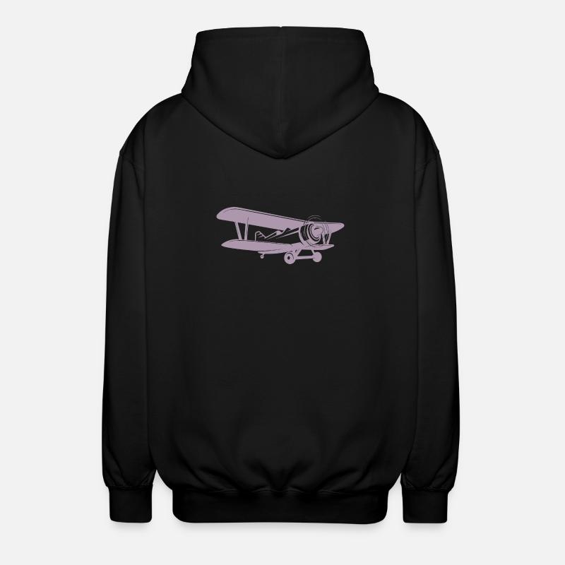 Doppeldecker Pilot Retro Minimalistisch - Unisex Kapuzenjacke - Schwarz