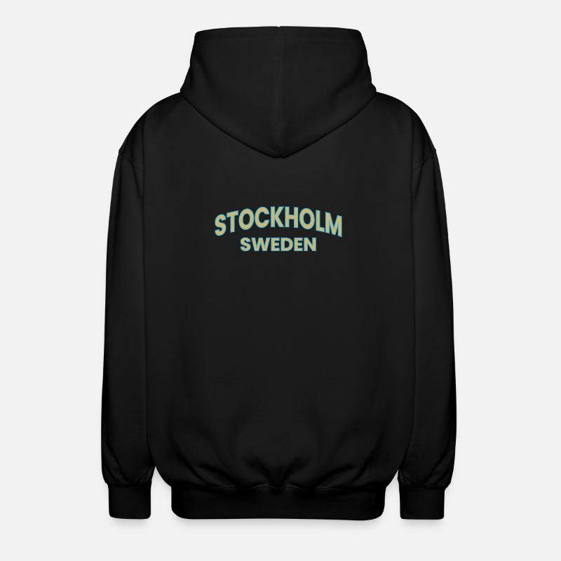 Conception de texte Stockholm – Suède - Veste à capuche unisexe - noir