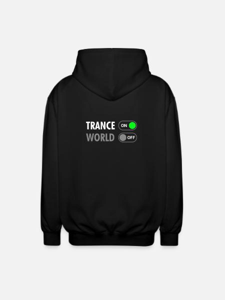 Trance On World Off - Rave Style - Unisex Hooded Jacket - black