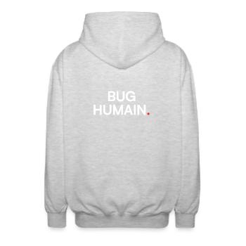 Human Bug Modern Humor Fatigue - Unisex Hooded Jacket - light heather grey - Back - AI Model Male 185 light (185cm)