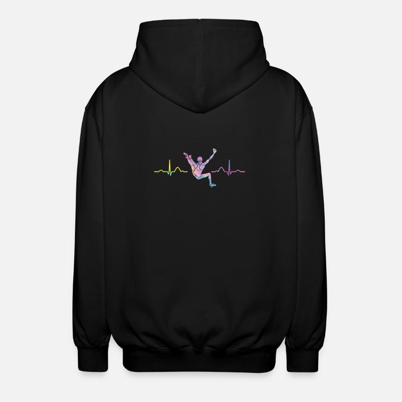 Boulderer heartbeat Bouldering Bouldering - Unisex Hooded Jacket - black