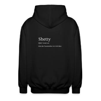 Shetty - lebender Rasenmäher mit Attitüden - Unisex Kapuzenjacke - Schwarz - Hinten - AI Model Male 185 light (185cm)