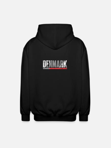 Denmark Distressed Typography - Unisex Hooded Jacket - black