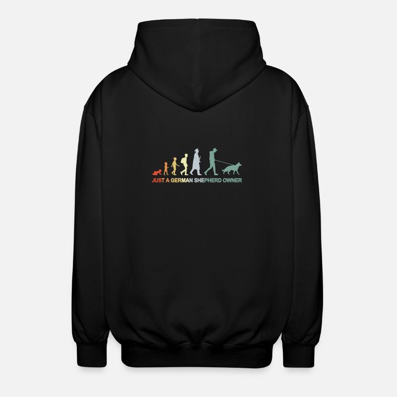 Evolution Schäferhund Besitzer - Unisex Kapuzenjacke - Schwarz