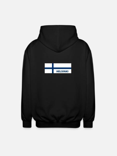 Helsinki City in Finnish Flag - Unisex Hooded Jacket - black
