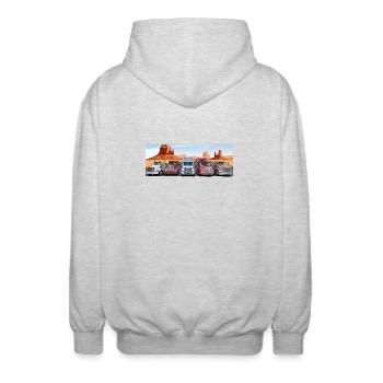 Camionneurs sur l’autoroute - Veste à capuche unisexe - gris clair chiné - Dos - AI Model Male 185 light (185cm)