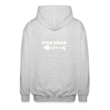 FISH HEAD - Unisex Kapuzenjacke - Hellgrau meliert - Hinten - AI Model Male 185 light (185cm)