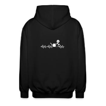 Garten Herzschlag Gießkanne Blume Design - Unisex Kapuzenjacke - Schwarz - Hinten - AI Model Male 185 light (185cm)