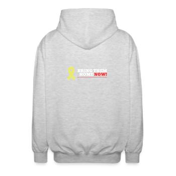 Bring them home NOW! - Unisex Kapuzenjacke - Hellgrau meliert - Hinten - AI Model Male 185 light (185cm)