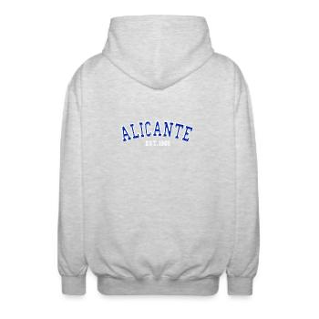 Alicante gegründet 1965 - Unisex Kapuzenjacke - Hellgrau meliert - Hinten - AI Model Male 185 light (185cm)
